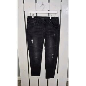 Kancan Wynne Moto Distressed Denim Stretch Black‎ Jeans Size 11/29 Biker
